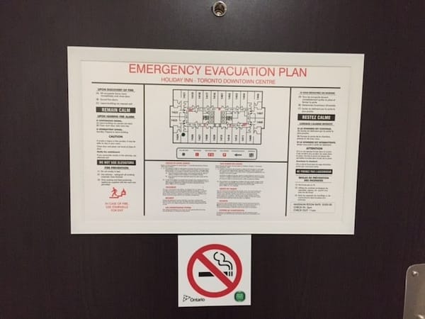 plattegrond bij evacuatie in een hotel